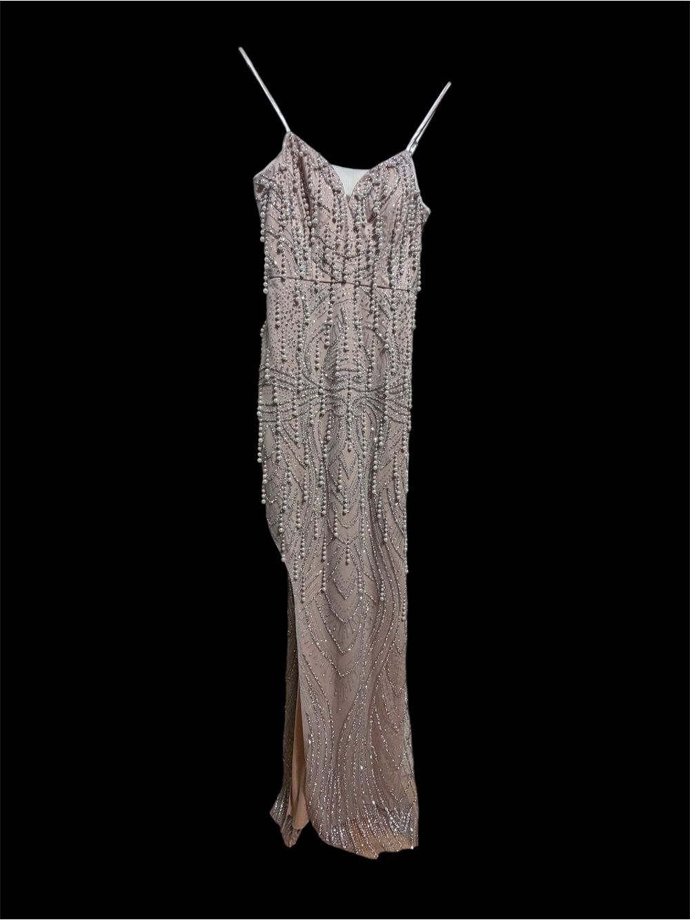 NWT- BCX Beaded Champagne Slip Dress with Adjustable Straps Size 4 MSRP $249